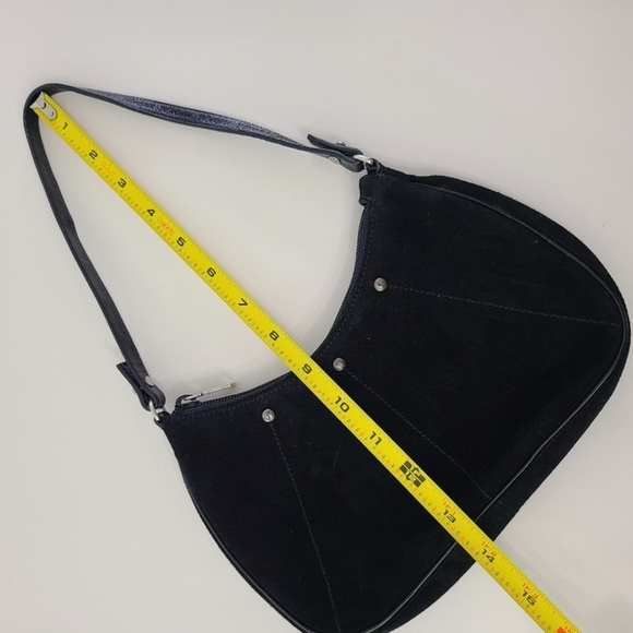 YSL Yves Saint Laurent Suede Patent Leather Demi Pouchette Pochette Baguette Bag - Picture 11 of 16